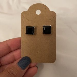 Black and rhinestone studded earrings